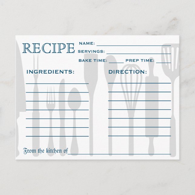 Recette Rétro Outils de cuisine de la carte (Devant)
