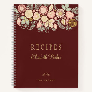 Recettes de livre de cuisine florales élégantes bo