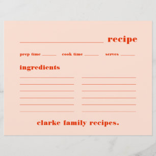 Recettes familiales Carte Recette rouge et rose ré