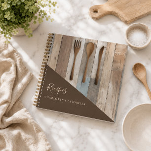 Recettes ustensiles de cuisine en bois brun livre