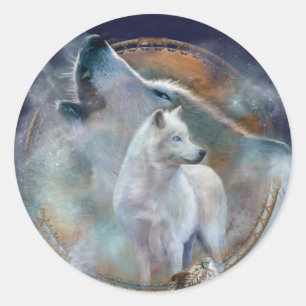 Receveur rêveur - autocollant d'art de loup