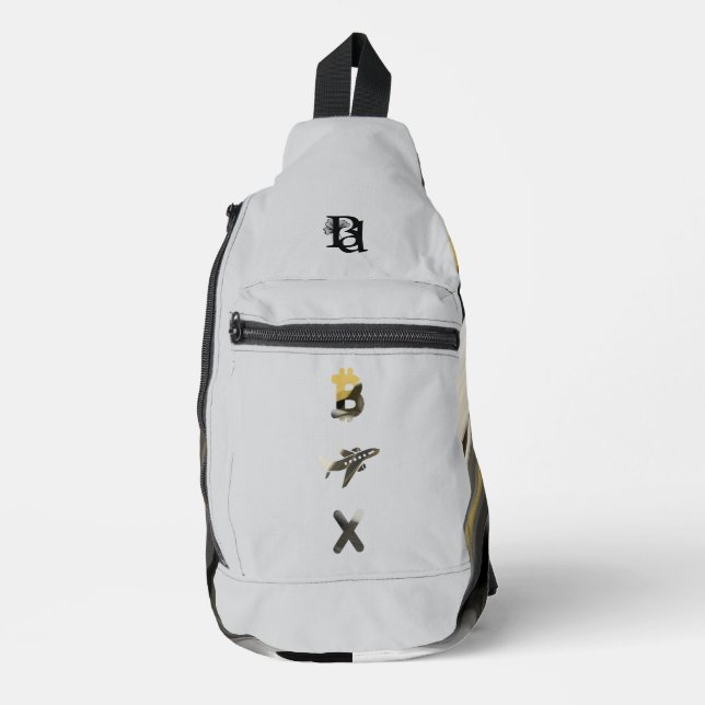 RECH White Sling Bag Trend Abstrakt Art Black Gold (Vorderseite)
