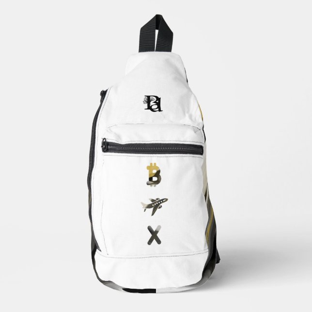 RECH White Sling Bag Trend Abstrakt Art Black Gold (Vorderseite)