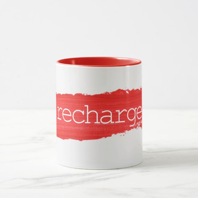 RECHARGER Le Texte Sur La Mug De Peinture Rouge (Centre)