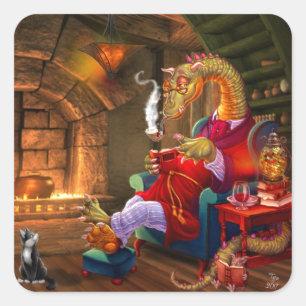 Réchauffé Par Le Sticker Carré Fire