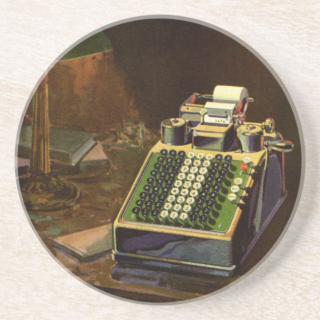 Rechner für Vintage Unternehmensrechner Untersetzer (Vorne)