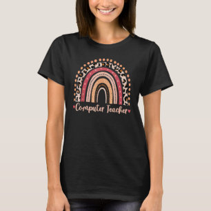 Rechnerlehrer Leopard Regenbogen Boho T-Shirt