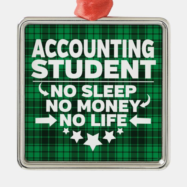 Rechnungslegung Uni Student Green Kariert Xmas Ornament Aus Metall (Vorne)