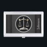 Recht | Justizwesen | Rechtsanwältin Visitenkarten Dose<br><div class="desc">Beruflicher Inhaber der Visitenkarte. In einem schwarzen Imitat Leder-Look mit DIY-Text. ✔ HINWEIS: ÄNDERN SIE NUR DIE VORLAGEBEREICHE, DIE SIE BENÖTIGEN! 😀 Sie können den Text bei Bedarf entfernen und neu hinzufügen, was immer Sie möchten und welchen Schriftart Sie möchten. 📌 Wenn Sie weitere Anpassungen benötigen, klicken Sie bitte auf...</div>