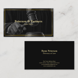 Recht und Justiz | BW Judge Gavel Gold Border Blac Visitenkarte