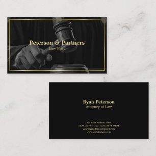 Recht und Justiz   BW Judge Gavel Gold Border Blac Visitenkarte