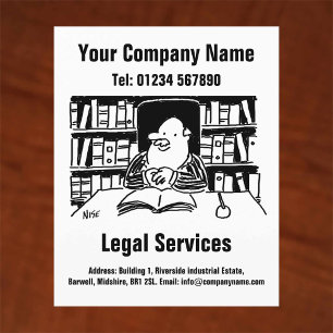 Recht und Rechtsdienstleistungen Cartoon-Design Flyer