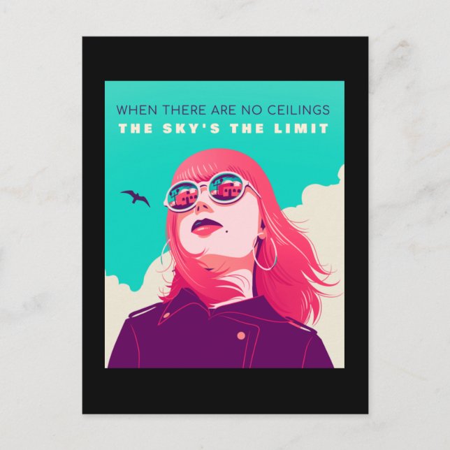 Rechte der Frau | Der Himmel ist die Grenze Illust Postkarte (Vorderseite)