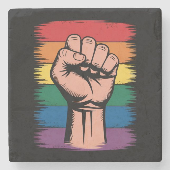 Rechte zur Unterstützung von LGBTQ durch Rainbow P Steinuntersetzer (Vorderseite)