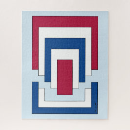 Rechteck Abstrakt in Rot, Weiß und Blau