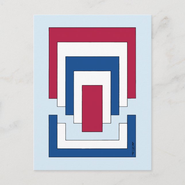 Rechteck Abstrakt in Rot, Weiß und Blau Postkarte (Vorderseite)