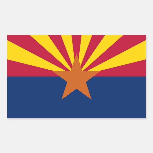 Rechteck Aufkleber mit Fahne von Arizona, USA. (Vorderseite)