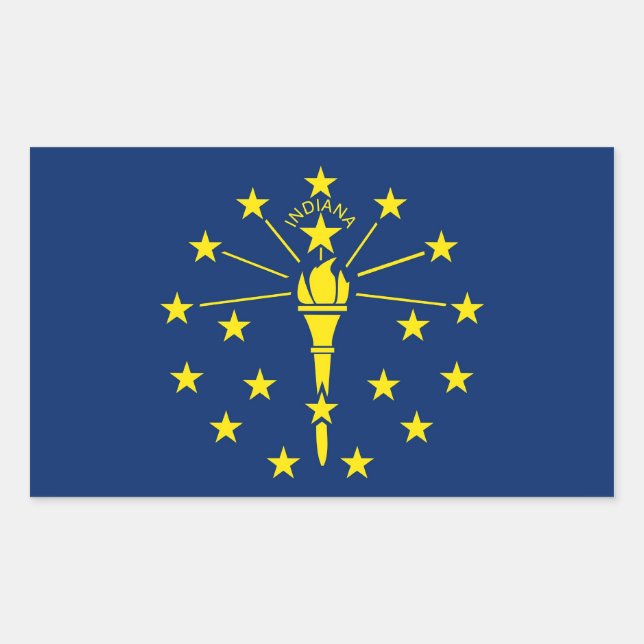 Rechteck Aufkleber mit Flag von Indiana, USA. (Vorderseite)