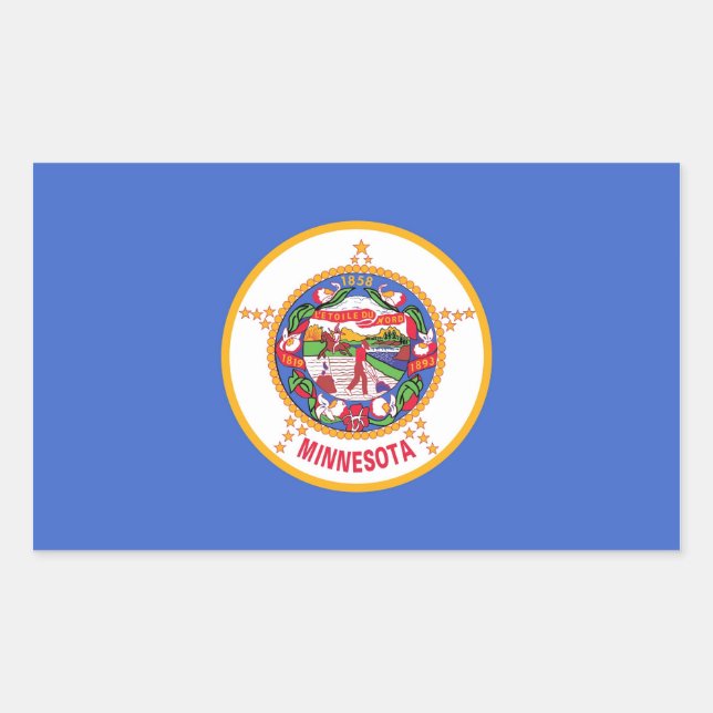 Rechteck Aufkleber mit Flag von Minnesota, USA. (Vorderseite)