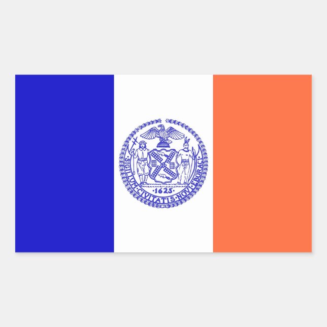 Rechteck Aufkleber mit Flag von New York, USA. (Vorderseite)