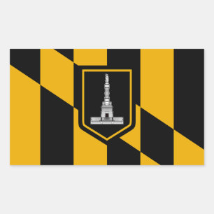 Rechteck Aufkleber mit Flagge von Baltimore, USA.