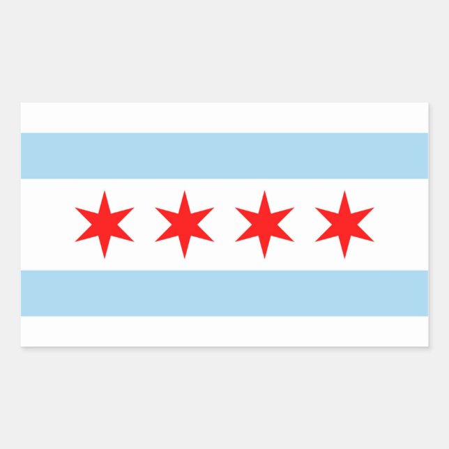 Rechteck Aufkleber mit Flagge von Chicago, USA. (Vorderseite)