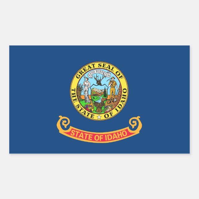 Rechteck Aufkleber mit Flagge von Idaho, USA. (Vorderseite)