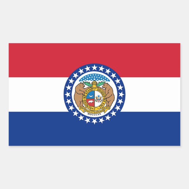 Rechteck Aufkleber mit Flagge von Missouri, USA (Vorderseite)