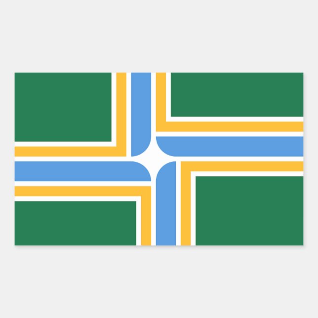 Rechteck Aufkleber mit Flagge von Portland, USA. (Vorderseite)