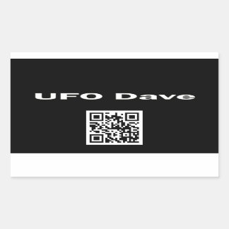 Rechteck-Aufkleber mit UFO-Dave-Logo und QR-Code Rechteckiger Aufkleber