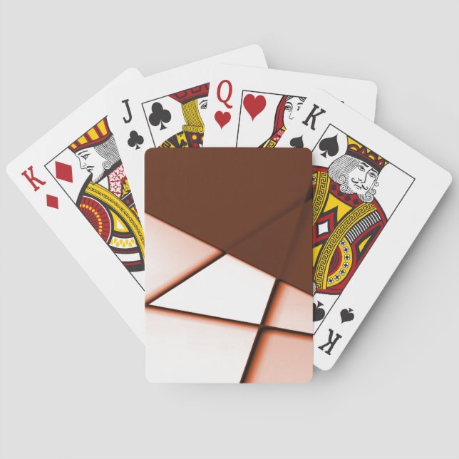 Rechteck der beigen Trapeze unter dunkelbraunem Bl Spielkarten (Rückseite)