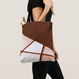 Rechteck der beigen Trapeze unter dunkelbraunem Bl Tasche