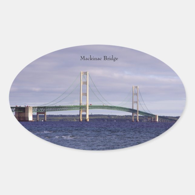 Rechteck der Mackinac-Brücke oder ovaler Aufkleber (Vorderseite)