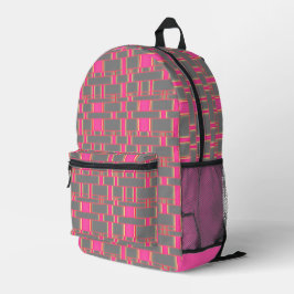 Rechteck Muster Grau 11 Bedruckter Rucksack