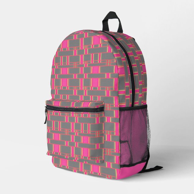 Rechteck Muster Grau 11 Bedruckter Rucksack (Rückseitige Ecke Rechts)