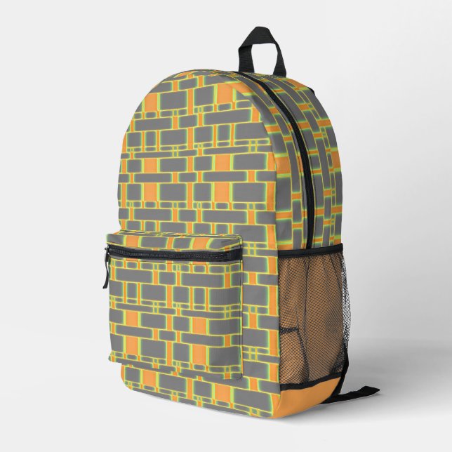 Rechteck Muster Grau 13 Bedruckter Rucksack (Rückseitige Ecke Rechts)