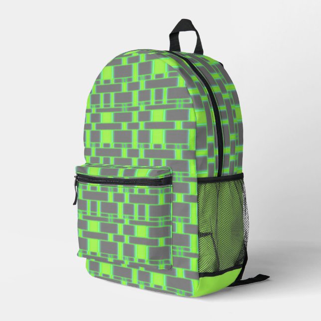 Rechteck Muster Grau 15 Bedruckter Rucksack (Rückseitige Ecke Rechts)