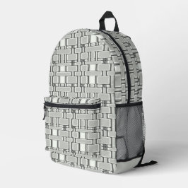 Rechteck Muster Neutral Grau Bedruckter Rucksack