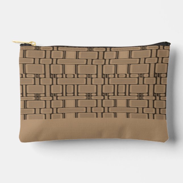 Rechteck Muster Neutral Tan Zubehörtasche (Vorderseite)