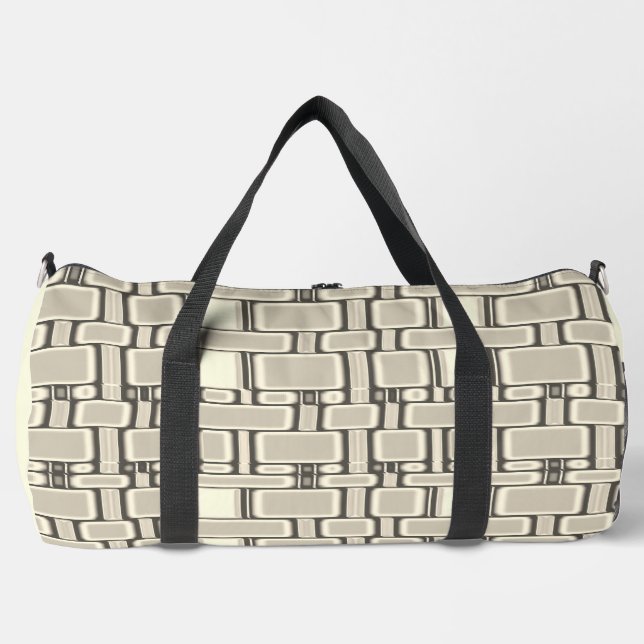 Rechteck Muster neutrale Beige Duffle Bag (Vorderseite)