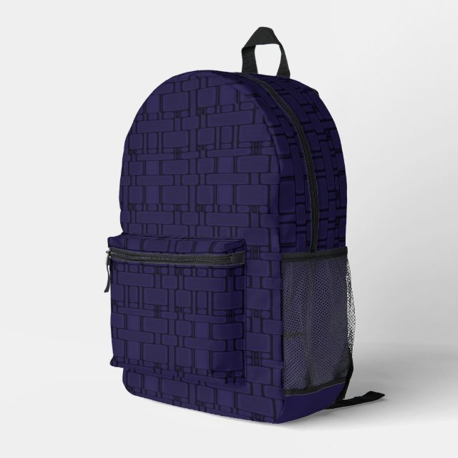 Rechteck Muster Neutrale Marine Bedruckter Rucksack (Rückseitige Ecke Rechts)