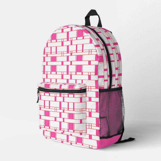 Rechteck Muster weiß 11 Bedruckter Rucksack (Rückseitige Ecke Rechts)