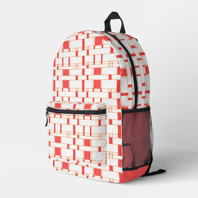 Rechteck Muster Weiß 12 Bedruckter Rucksack (Rückseitige Ecke Rechts)