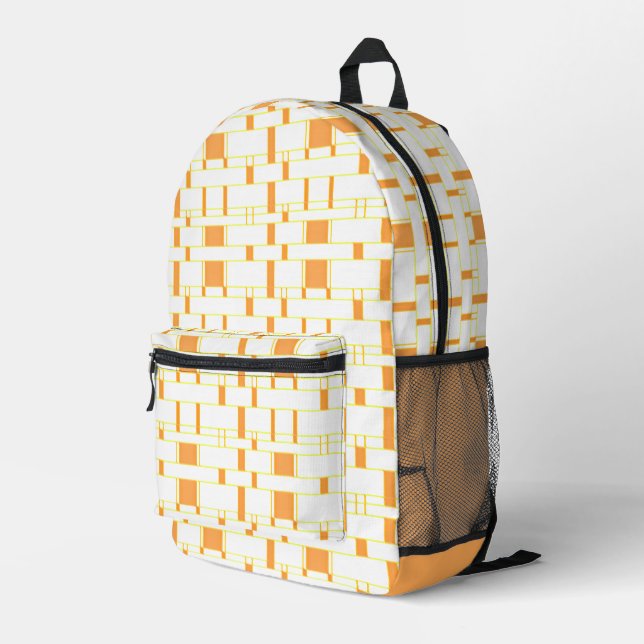 Rechteck Muster Weiß 13 Bedruckter Rucksack (Rückseitige Ecke Rechts)