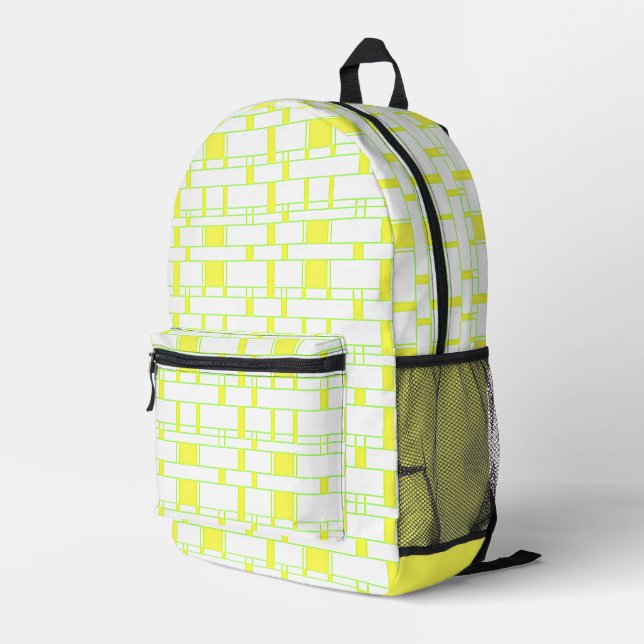 Rechteck Muster weiß 14 Bedruckter Rucksack (Rückseitige Ecke Rechts)