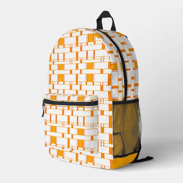 Rechteck Muster weiß 1 Bedruckter Rucksack (Rückseitige Ecke Rechts)