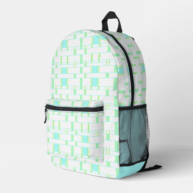 Rechteck Muster Weiß 2 Bedruckter Rucksack (Rückseitige Ecke Rechts)