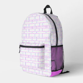 Rechteck Muster Weiß 4 Bedruckter Rucksack