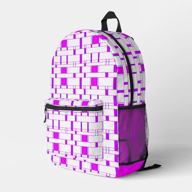 Rechteck Muster Weiß 6 Bedruckter Rucksack (Rückseitige Ecke Rechts)