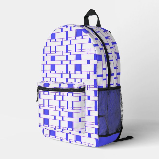 Rechteck Muster Weiß 8 Bedruckter Rucksack (Rückseitige Ecke Rechts)